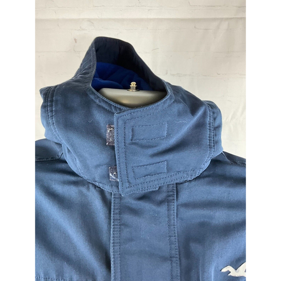 Women's Hollister Fleece-Lined All-Weather Jacket Size Small Dark Blue Hooded - Picture 4 of 5